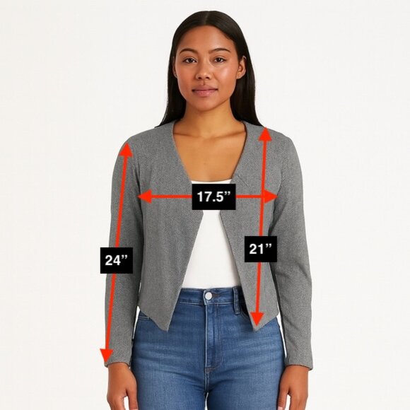 SALE Monrow Gray Blazer Open-Front Suit Jacket - Picture 2 of 7